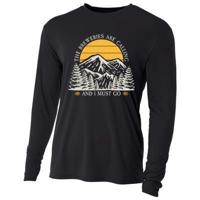 The Breweries Are Calling Funny Retro Vintage Brewery Cooling Performance Long Sleeve Crew