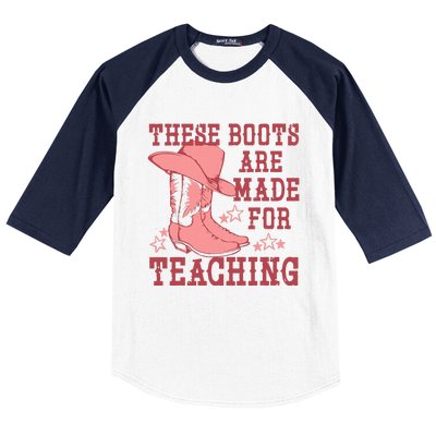 These Boots Are Made For Teaching Boho Western Teacher Baseball Sleeve Shirt