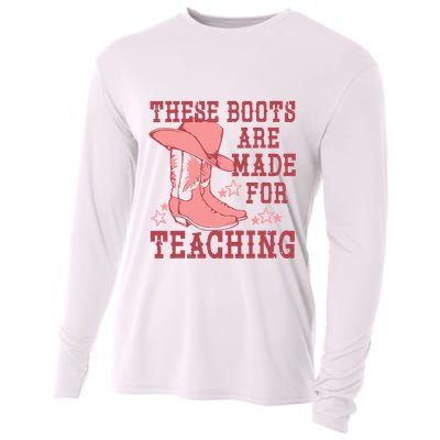 These Boots Are Made For Teaching Boho Western Teacher Cooling Performance Long Sleeve Crew