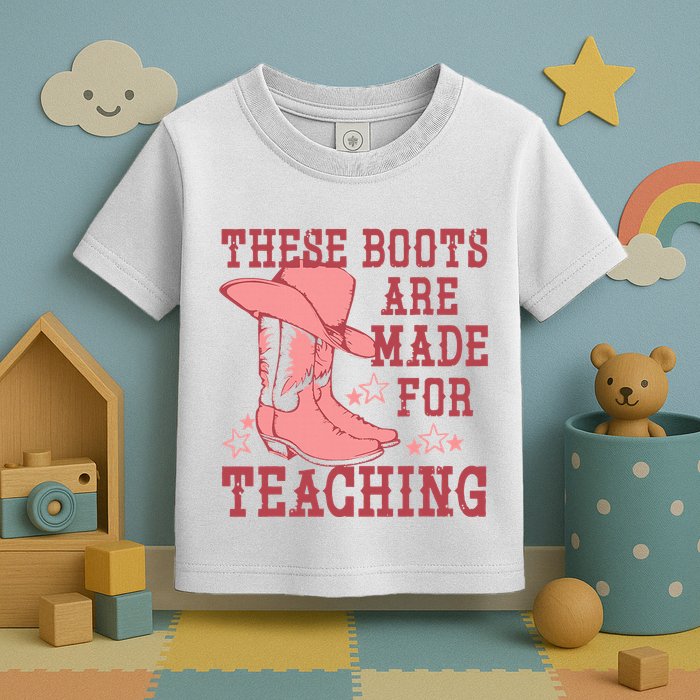 These Boots Are Made For Teaching Boho Western Teacher Toddler T-Shirt