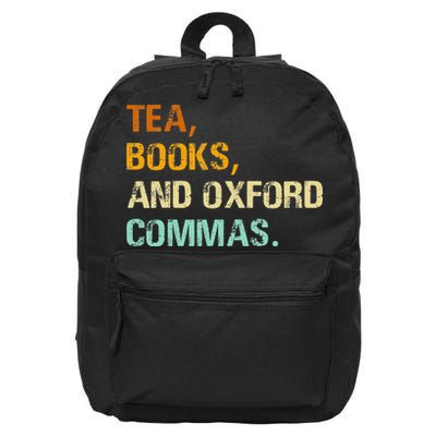 Tea Books And Oxford Commas Funny Reading Bookworm Book 16 in Basic Backpack