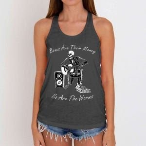 Their Bones Are Their Money I Think You Should Leave Women's Knotted Racerback Tank