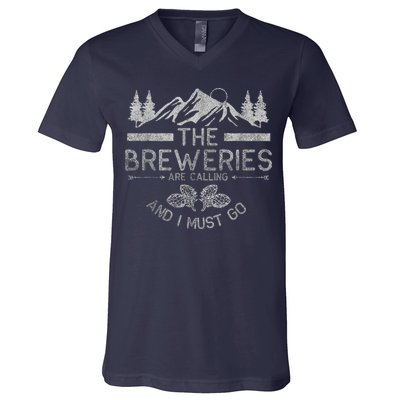 The Breweries Are Calling Craft Beer Gift Beer Lover V-Neck T-Shirt