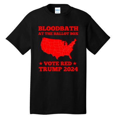 Trump Bloodbath At The Ballot Box Vote Red Usa Map 2024 Tall T-Shirt