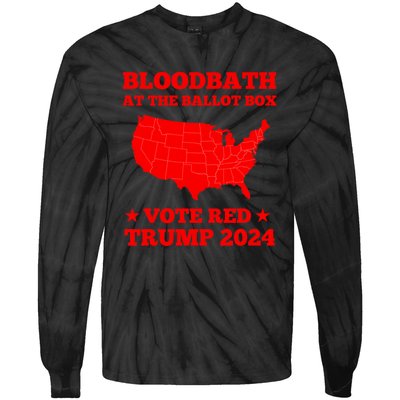 Trump Bloodbath At The Ballot Box Vote Red Usa Map 2024 Tie-Dye Long Sleeve Shirt