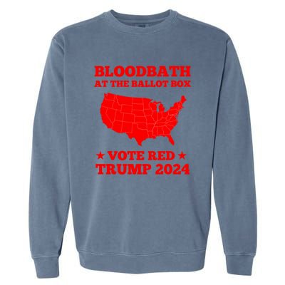 Trump Bloodbath At The Ballot Box Vote Red Usa Map 2024 Garment-Dyed Sweatshirt