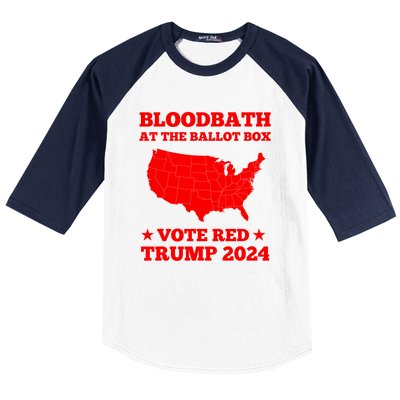 Trump Bloodbath At The Ballot Box Vote Red Usa Map 2024 Baseball Sleeve Shirt