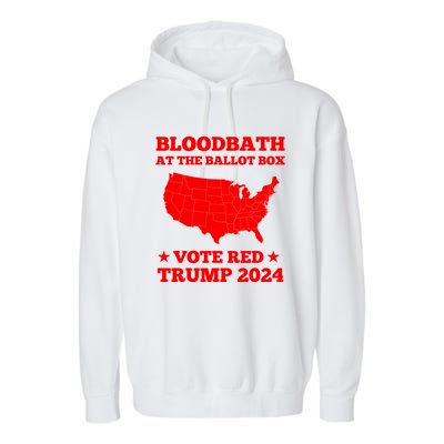 Trump Bloodbath At The Ballot Box Vote Red Usa Map 2024 Garment-Dyed Fleece Hoodie