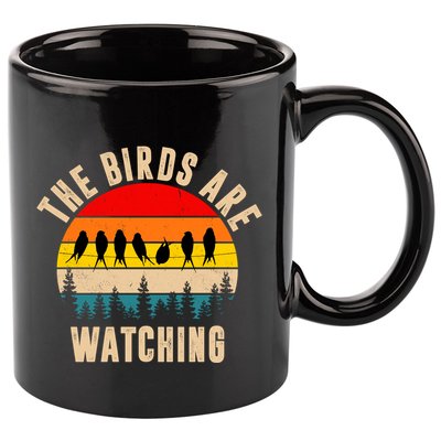 The Birds Are Watching Vintage Sunset 11oz C Handle Ceramic Mug
