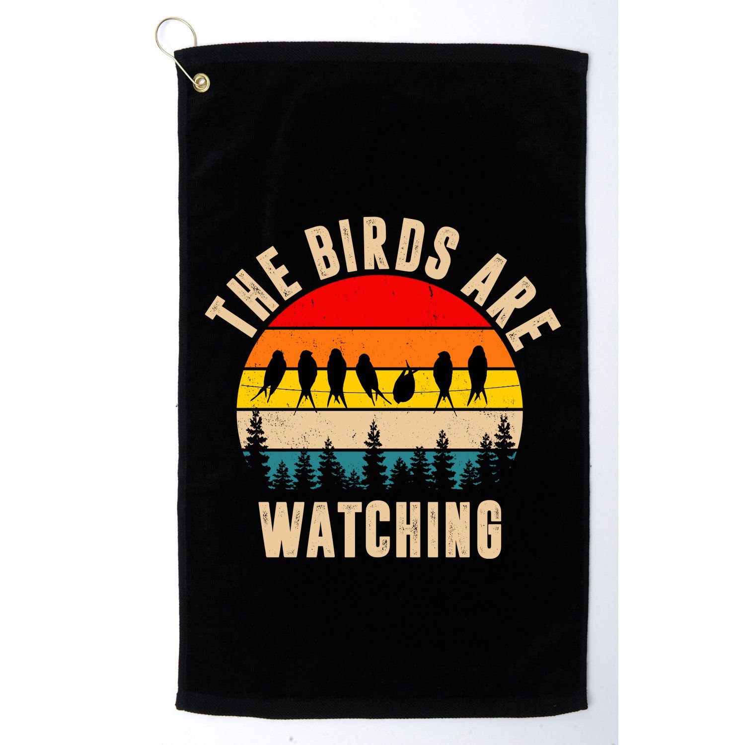 The Birds Are Watching Vintage Sunset Golf Towel