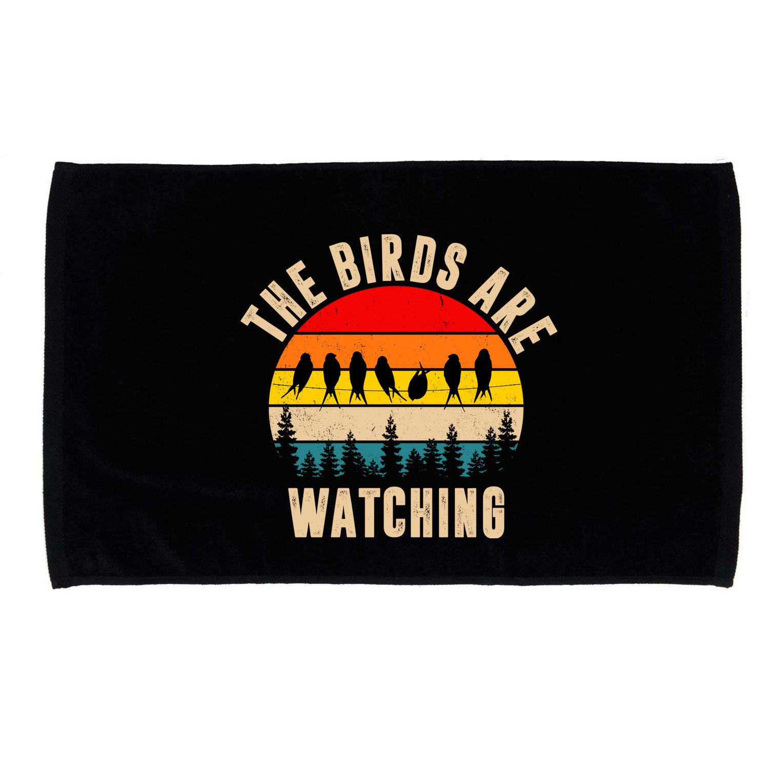 The Birds Are Watching Vintage Sunset Microfiber Hand Towel