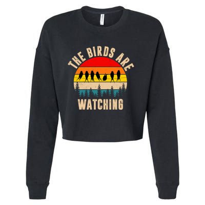 The Birds Are Watching Vintage Sunset Cropped Pullover Crew