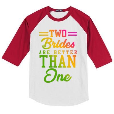 Two Brides Are Better Than One Lesbian Wedding Lgbt Kids Colorblock Raglan Jersey