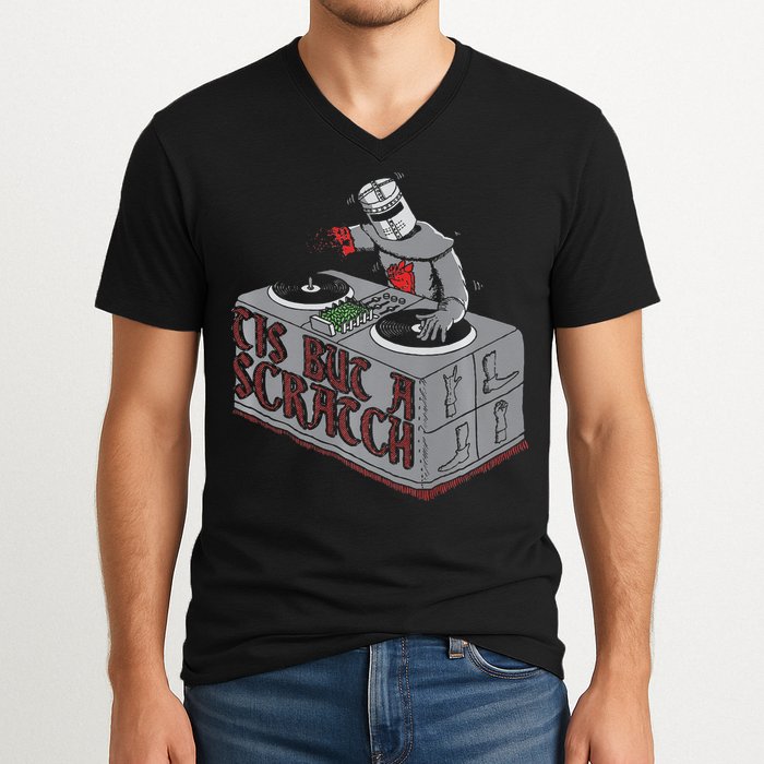 Tis But A Scratch Dj Knight Non Shall Drop The Beat V-Neck T-Shirt
