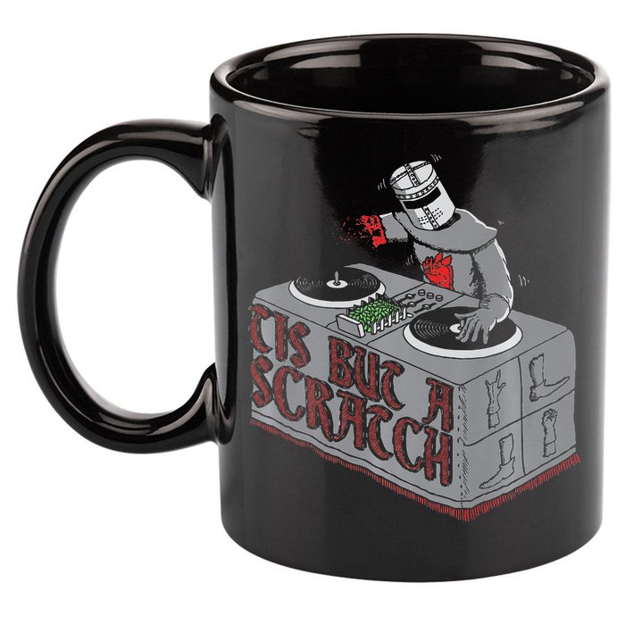 Tis But A Scratch Dj Knight Non Shall Drop The Beat 11oz C Handle Ceramic Mug