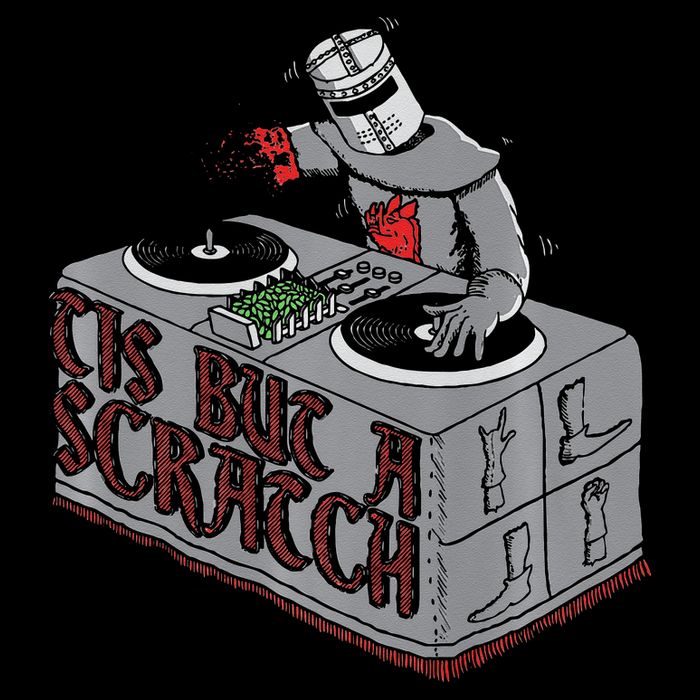 Tis But A Scratch Dj Knight Non Shall Drop The Beat Drawstring Bag