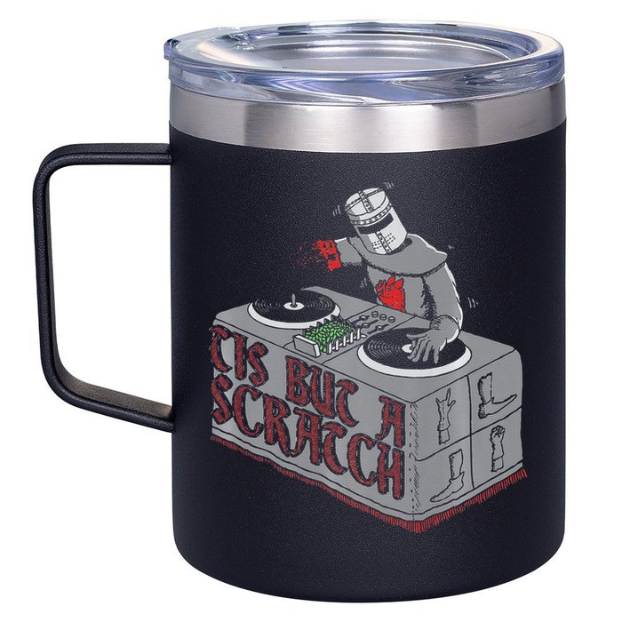 Tis But A Scratch Dj Knight Non Shall Drop The Beat 12oz Stainless Steel Coffee Mug