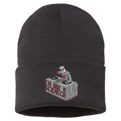 Tis But A Scratch Dj Knight Non Shall Drop The Beat Sustainable Knit Beanie