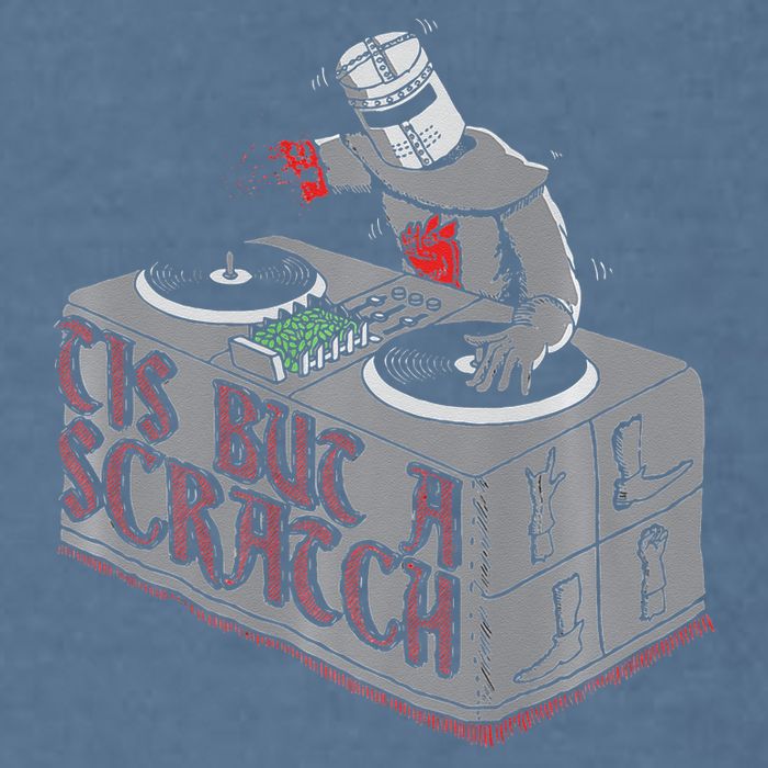 Tis But A Scratch Dj Knight Non Shall Drop The Beat Garment-Dyed Sweatshirt
