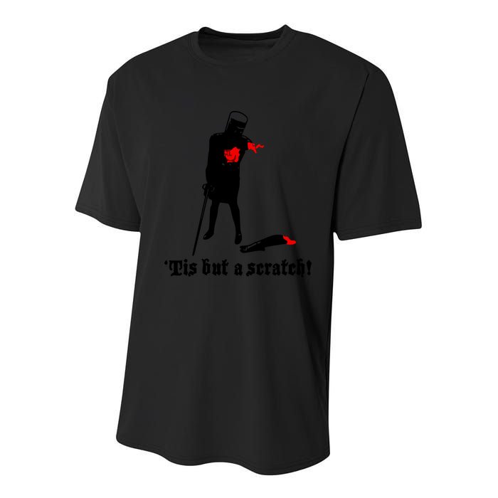 Tis But A Scratch Monty Python Holy Grail Vinyl Youth Performance Sprint T-Shirt