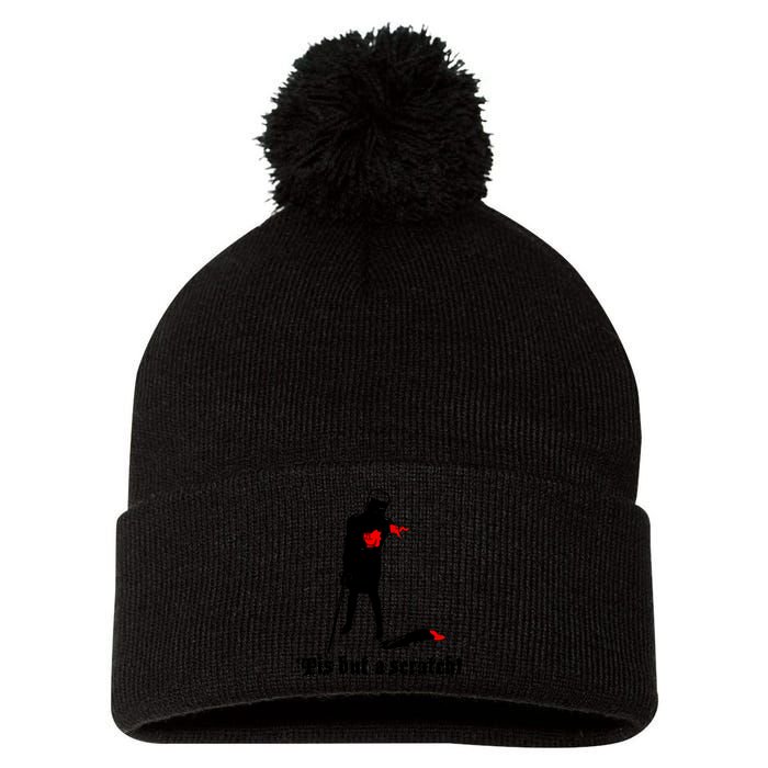 Tis But A Scratch Monty Python Holy Grail Vinyl Pom Pom 12in Knit Beanie
