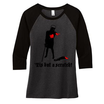 Tis But A Scratch Monty Python Holy Grail Vinyl Women's Tri-Blend 3/4-Sleeve Raglan Shirt