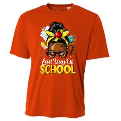 Teacher Black Afro African American Women Last Day Of School Cooling Performance Crew T-Shirt