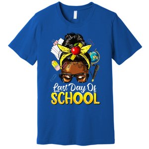 Teacher Black Afro African American Women Last Day Of School Premium T-Shirt