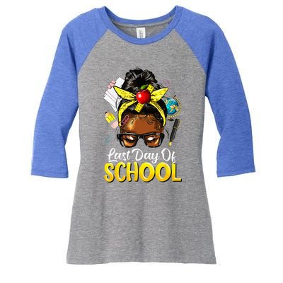 Teacher Black Afro African American Women Last Day Of School Women's Tri-Blend 3/4-Sleeve Raglan Shirt