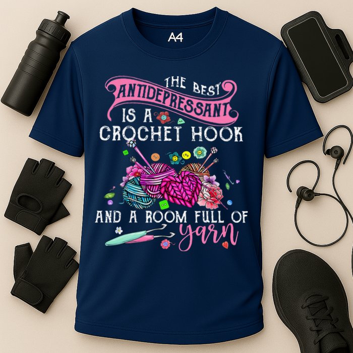 The Best Antidepressant Is A Crochet Hook Cooling Performance Crew T-Shirt