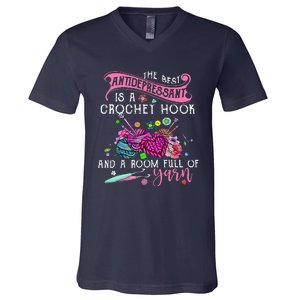 The Best Antidepressant Is A Crochet Hook V-Neck T-Shirt