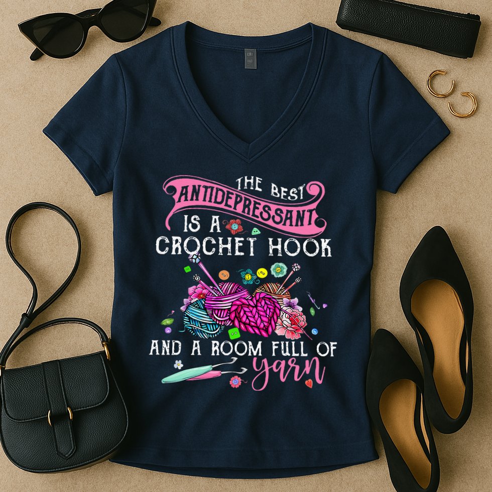 The Best Antidepressant Is A Crochet Hook Women's V-Neck T-Shirt
