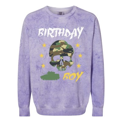 Tank Birthday Army Camouflage Skull Military Colorblast Crewneck Sweatshirt