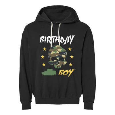 Tank Birthday Army Camouflage Skull Military Garment-Dyed Fleece Hoodie