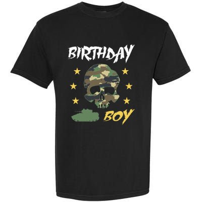 Tank Birthday Army Camouflage Skull Military Garment-Dyed Heavyweight T-Shirt