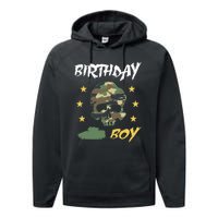 Tank Birthday Army Camouflage Skull Military Performance Fleece Hoodie