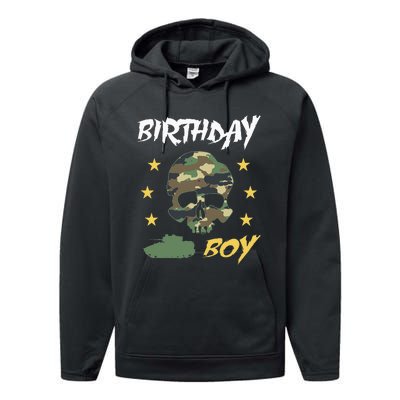 Tank Birthday Army Camouflage Skull Military Performance Fleece Hoodie