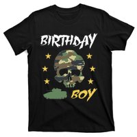 Tank Birthday Army Camouflage Skull Military T-Shirt