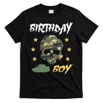 Tank Birthday Army Camouflage Skull Military T-Shirt