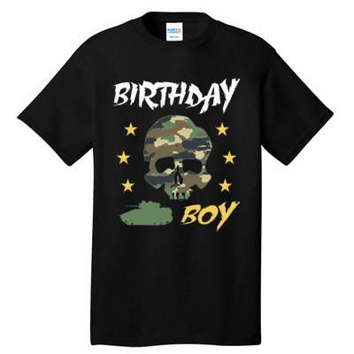 Tank Birthday Army Camouflage Skull Military Tall T-Shirt