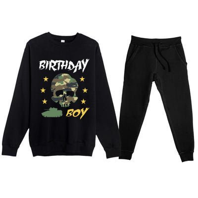 Tank Birthday Army Camouflage Skull Military Premium Crewneck Sweatsuit Set