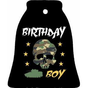 Tank Birthday Army Camouflage Skull Military Ceramic Bell Ornament