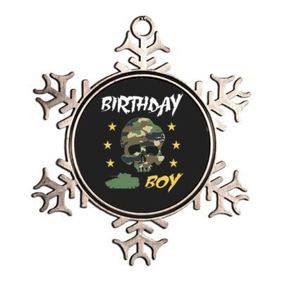 Tank Birthday Army Camouflage Skull Military Metallic Star Ornament