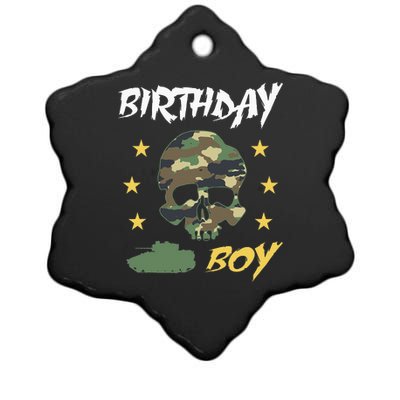 Tank Birthday Army Camouflage Skull Military Ceramic Star Ornament