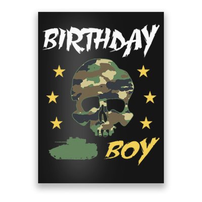 Tank Birthday Army Camouflage Skull Military Poster