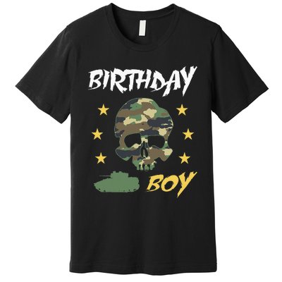 Tank Birthday Army Camouflage Skull Military Premium T-Shirt