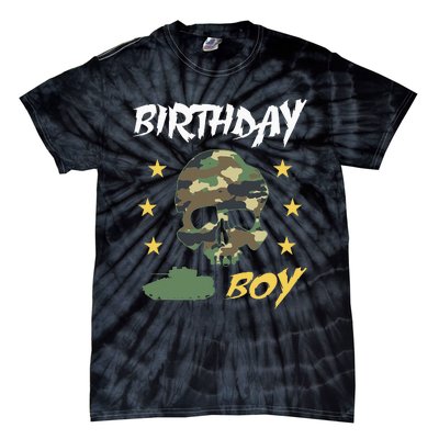 Tank Birthday Army Camouflage Skull Military Tie-Dye T-Shirt