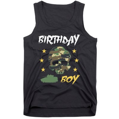 Tank Birthday Army Camouflage Skull Military Tank Top