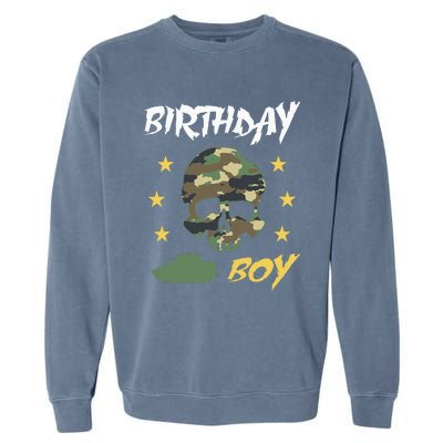 Tank Birthday Army Camouflage Skull Military Garment-Dyed Sweatshirt