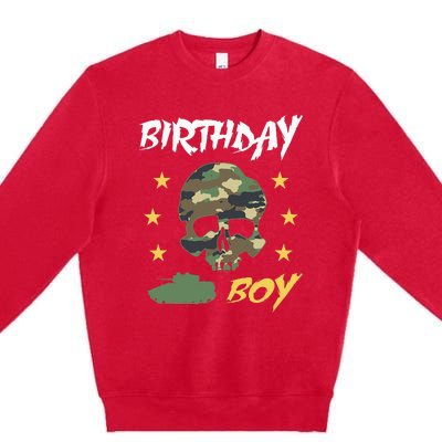 Tank Birthday Army Camouflage Skull Military Premium Crewneck Sweatshirt